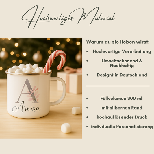 Personalisierte Emaille-Tasse mit Name