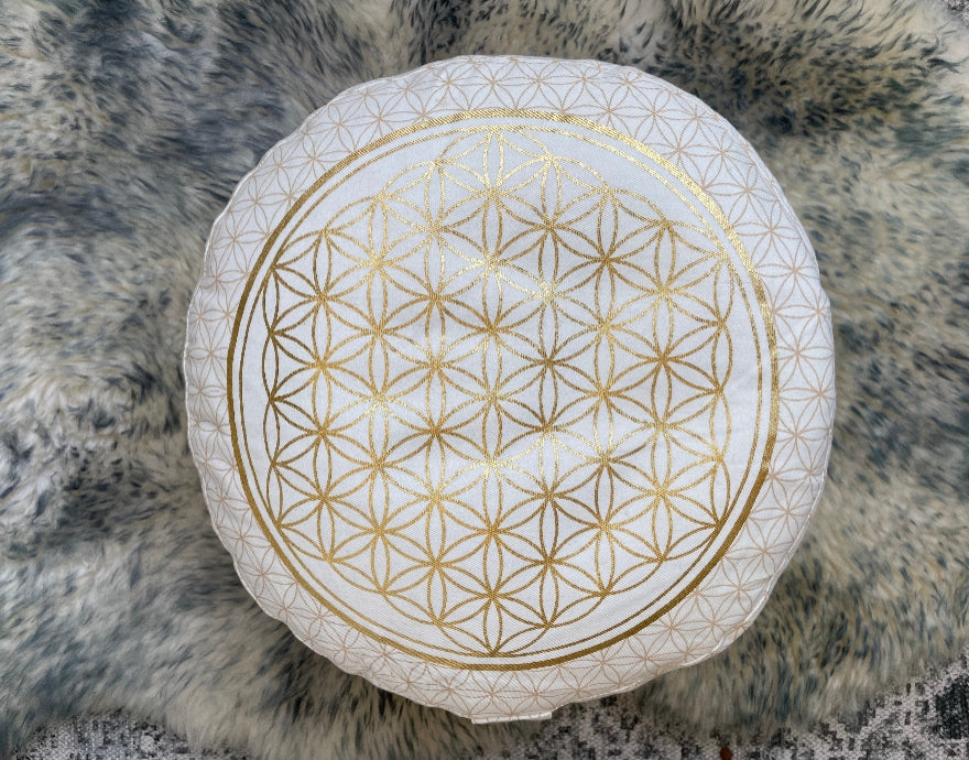 Meditationskissen Blume des Lebens aus Bio-Baumwolle