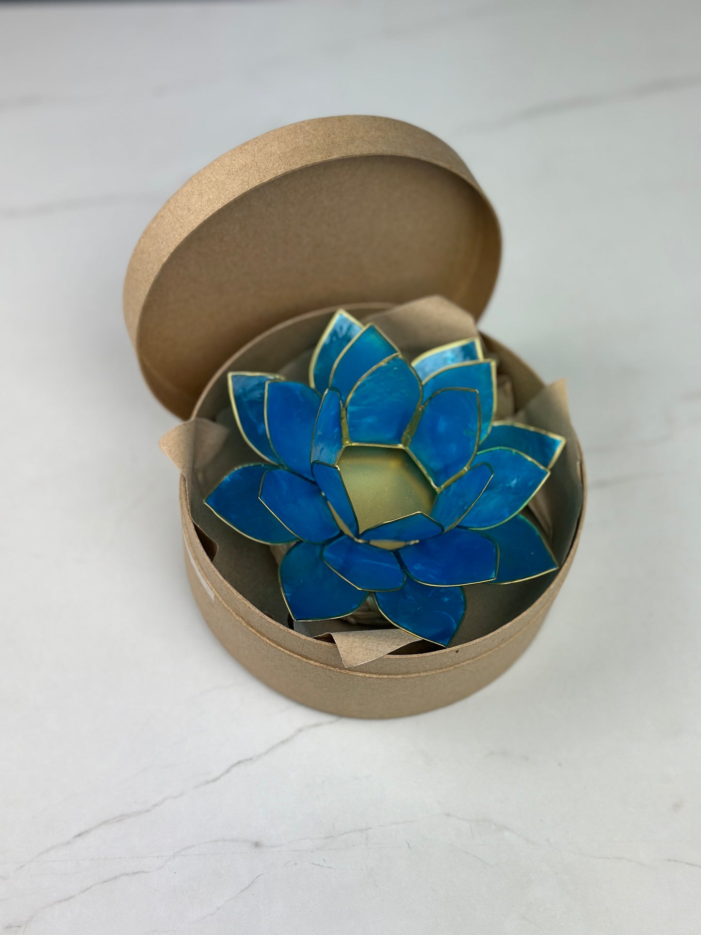 Lotus Teelichthalter - Hellblau Halschakra