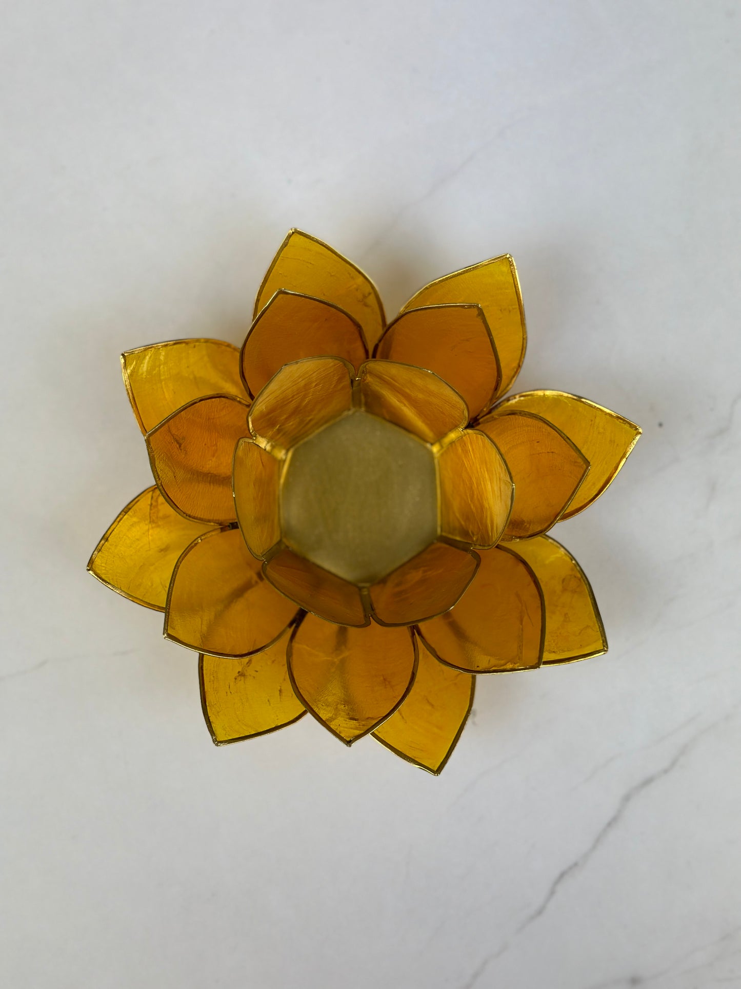 Solarplexuschakra Lotus Teelichthalter - Gelb und Gold