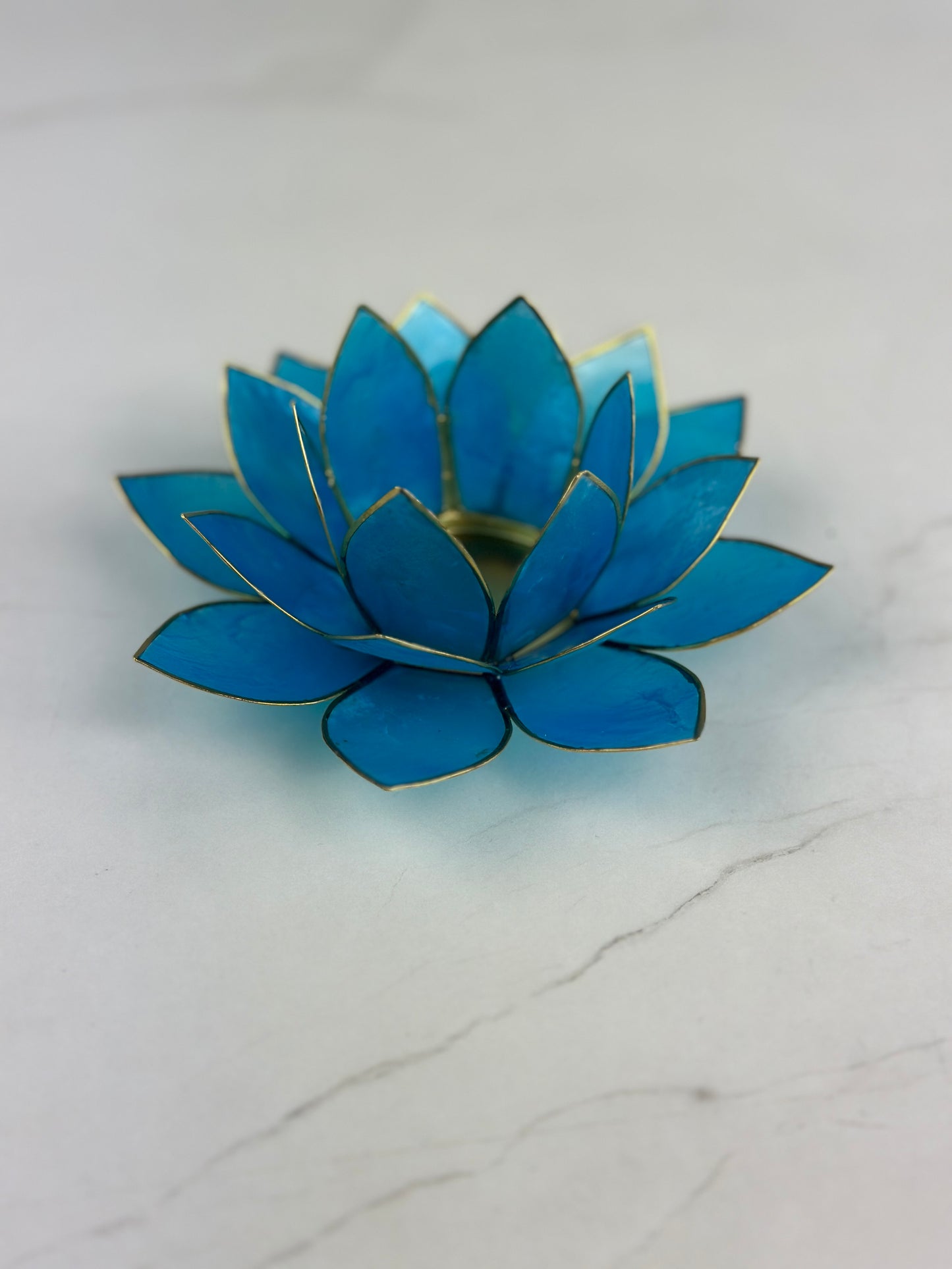 Lotus Teelichthalter - Hellblau Halschakra