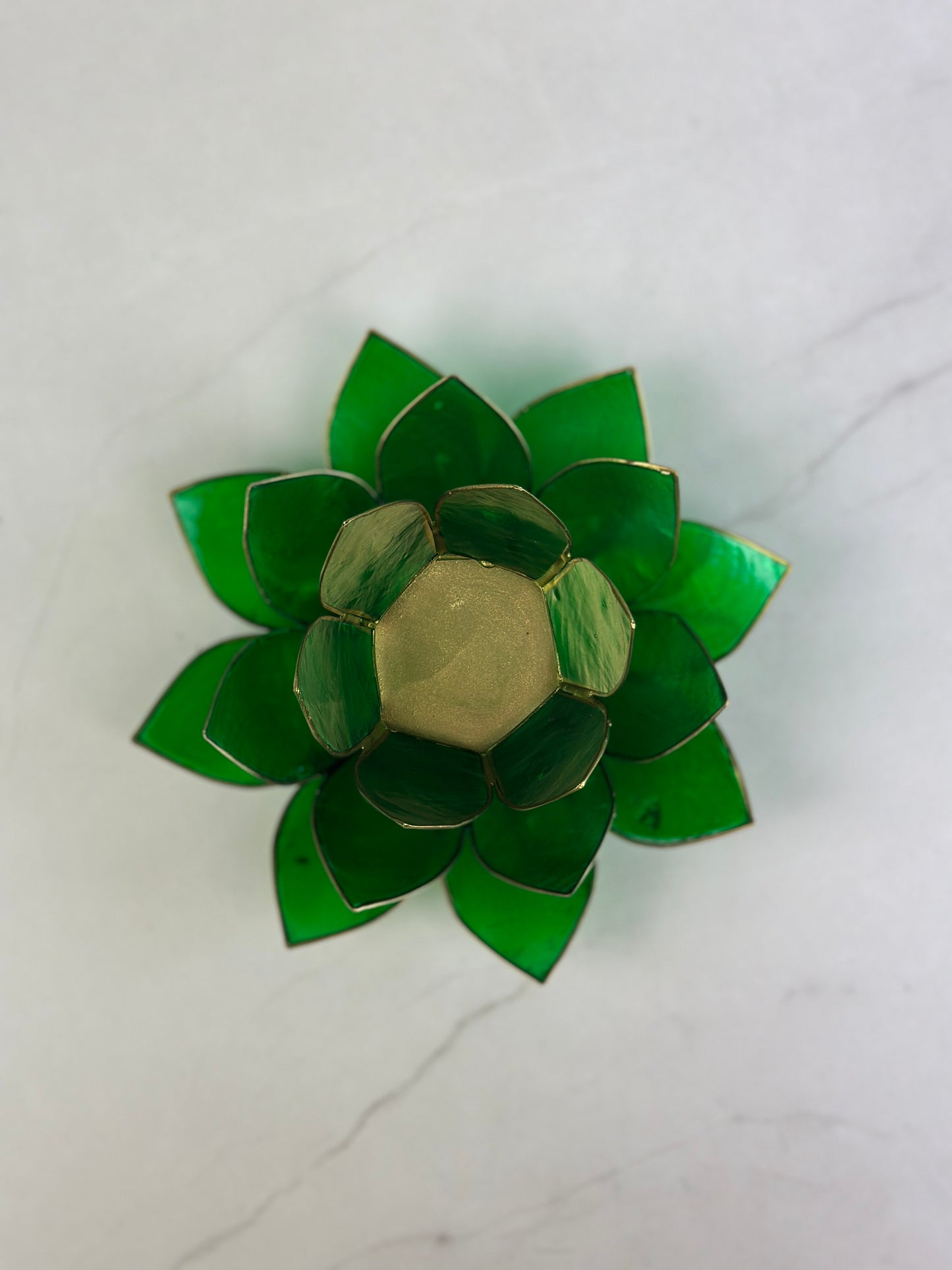 Lotus Teelichthalter - Grün Herzchakra