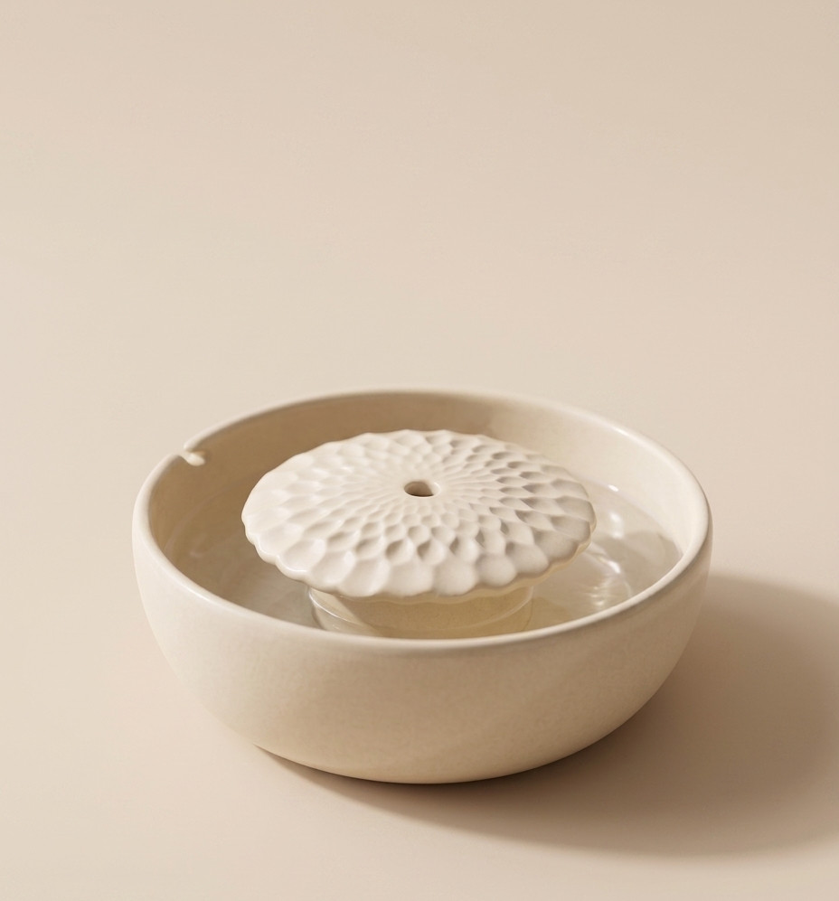 Keramikbrunnen Blume Creme Ø 25,5 cm
