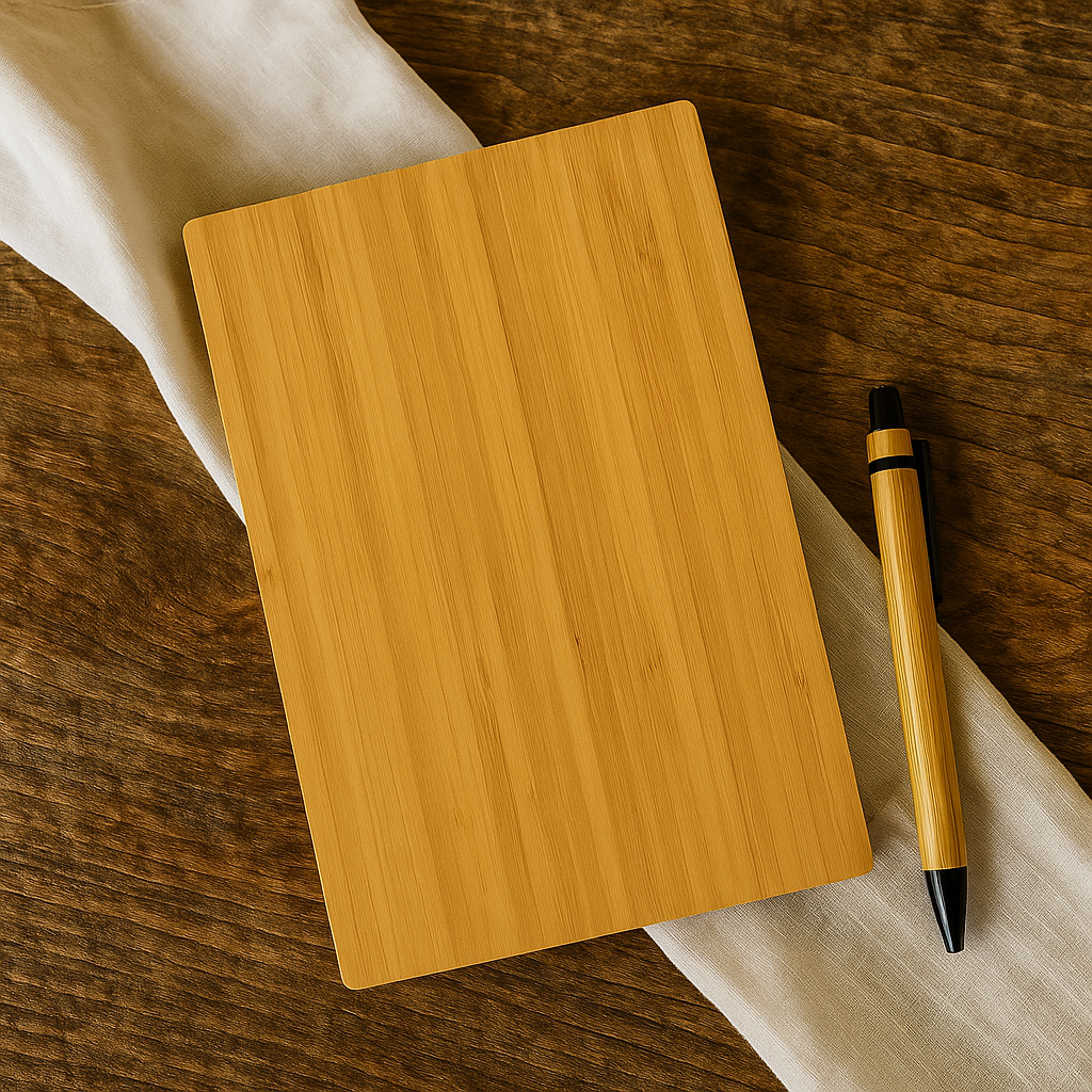 Bambus Notizbuch Blume des Lebens – personalisiert