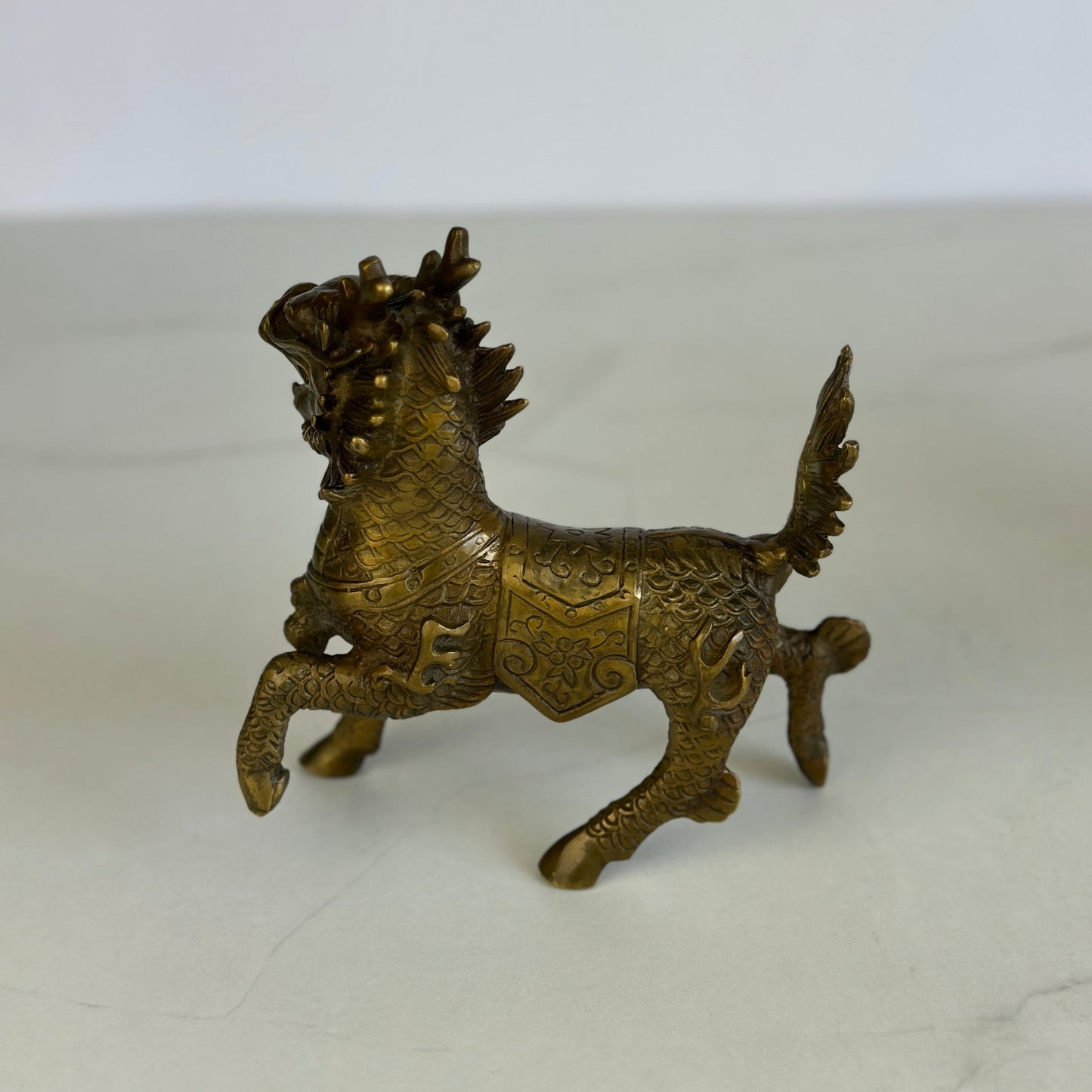 Handmade brass qilin: symbol of positive energies and protection