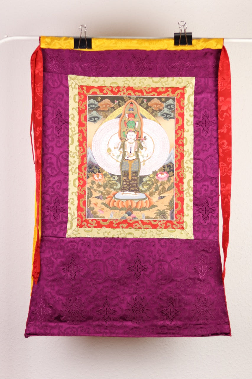 Handbemalter Avalokiteshvara Thangka: Spirituelle Eleganz für jeden Raum