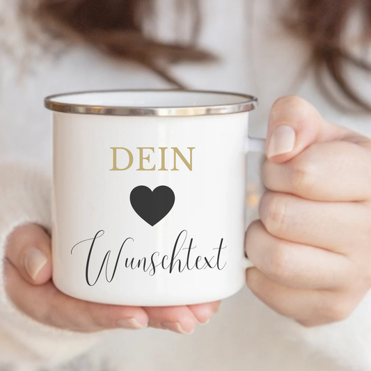 Personalisierte Tasse mit Herz und Wunschtext – handgefertigt in Deutschland