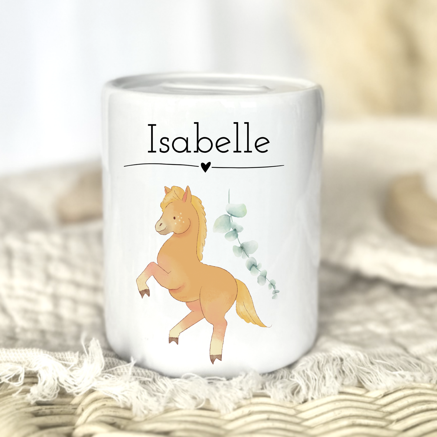 Personalisierte Keramik-Spardose mit Namen – Geschenk zur Geburt oder Taufe