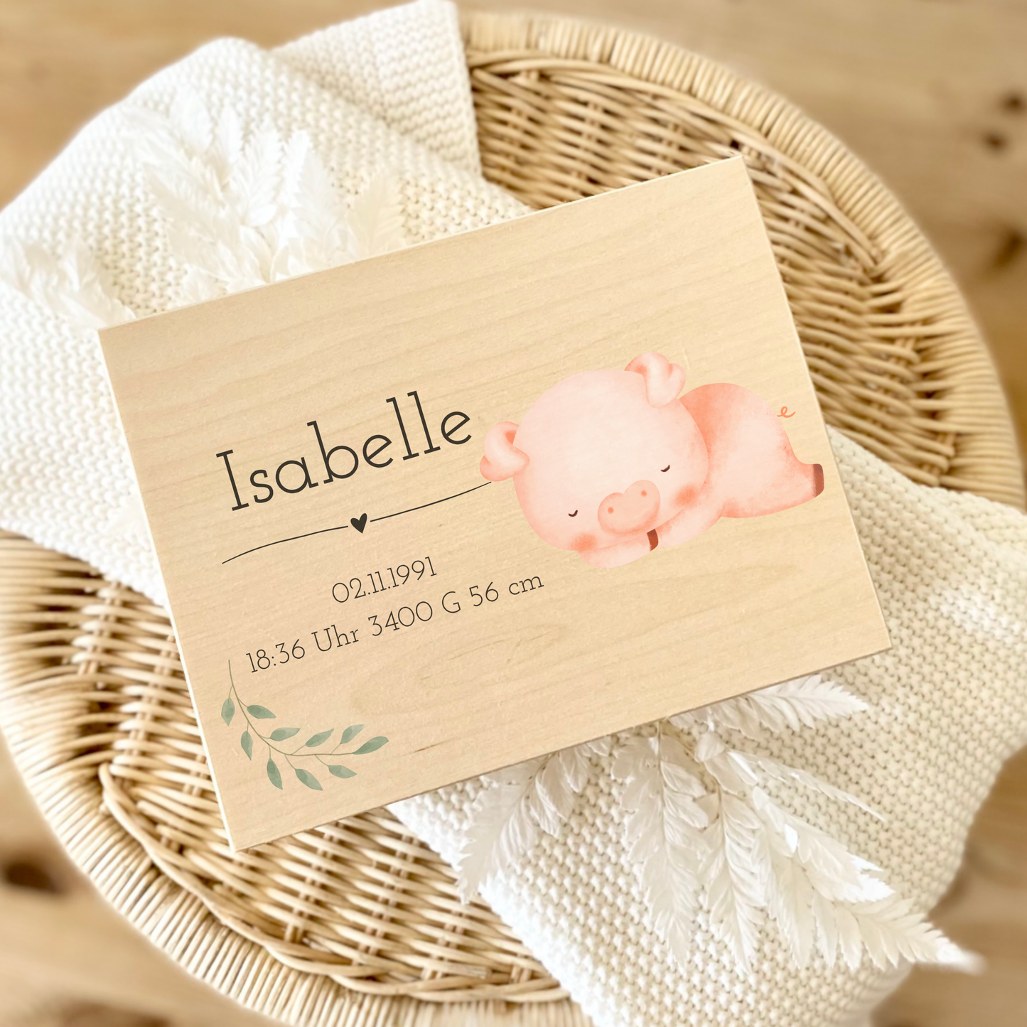 Personalisierte Holzkiste – mit Namen und Geburtsdaten