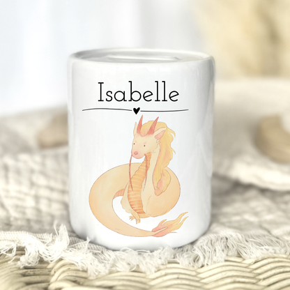 Personalisierte Keramik-Spardose mit Namen – Geschenk zur Geburt oder Taufe