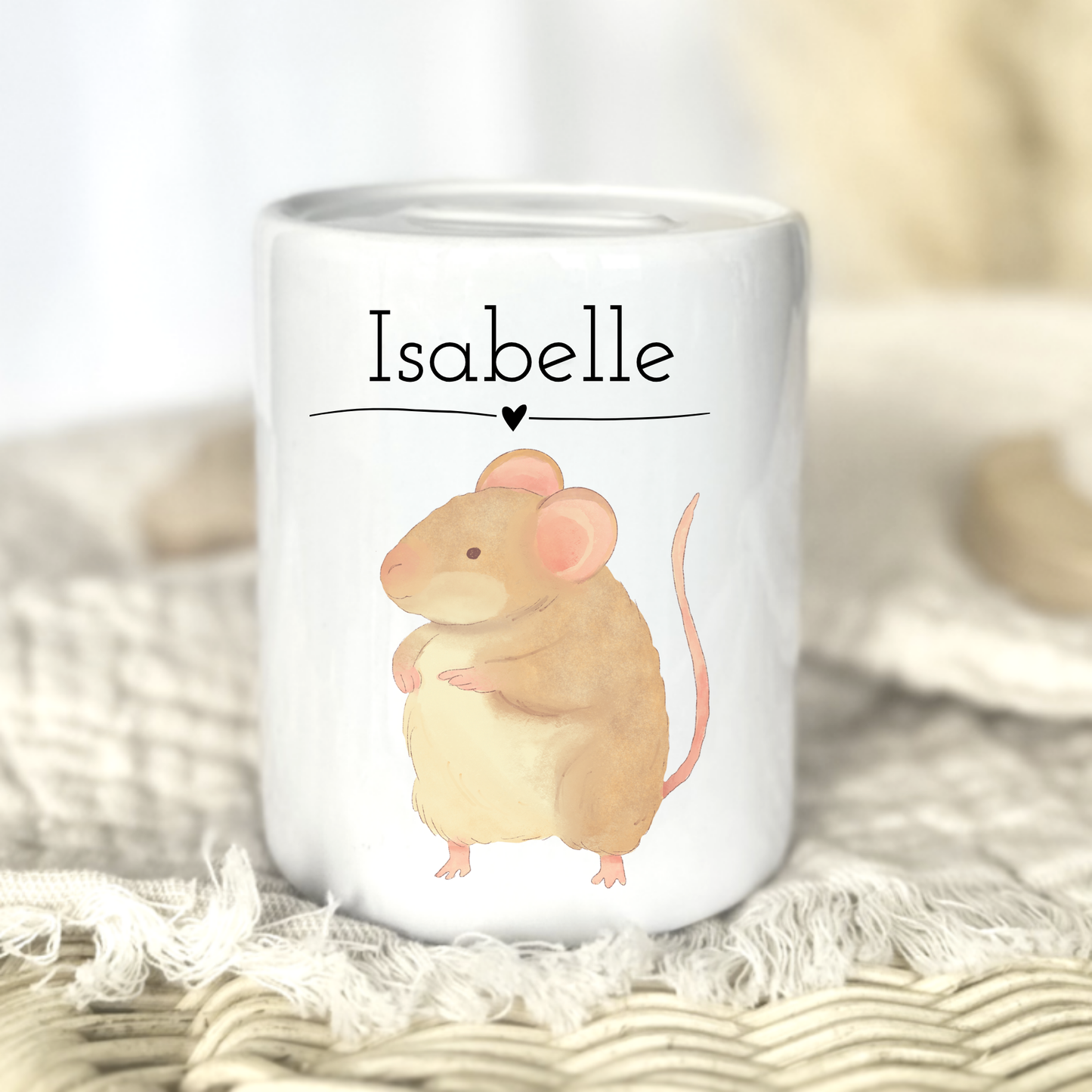 Personalisierte Keramik-Spardose mit Namen – Geschenk zur Geburt oder Taufe