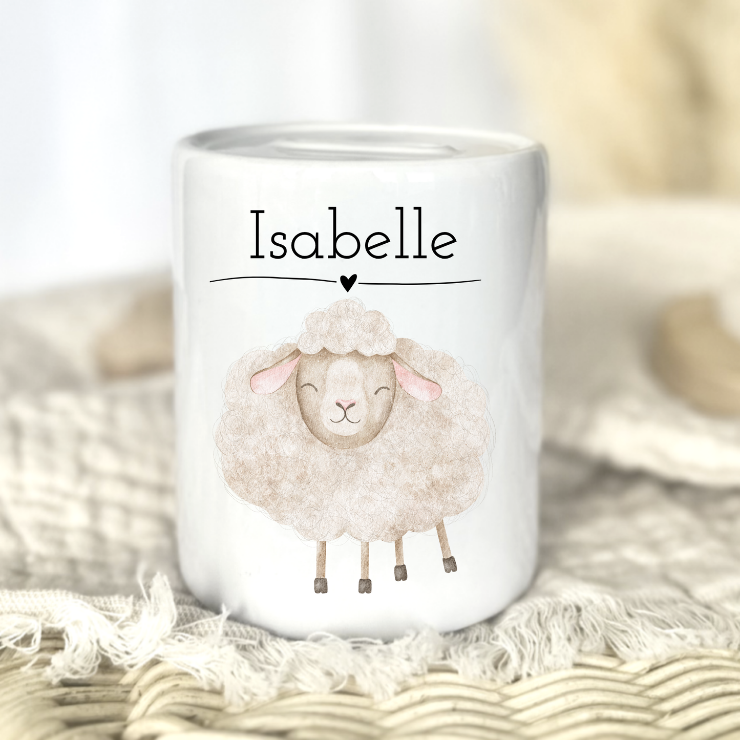 Personalisierte Keramik-Spardose mit Namen – Geschenk zur Geburt oder Taufe