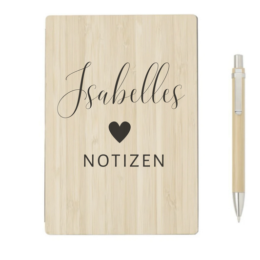 Personalisiertes Bambus-Notizbuch mit Namen