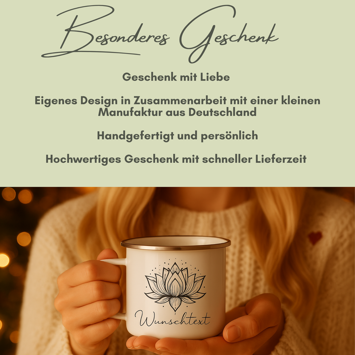 Personalisierte Tasse mit Herz und Wunschtext – handgefertigt in Deutschland