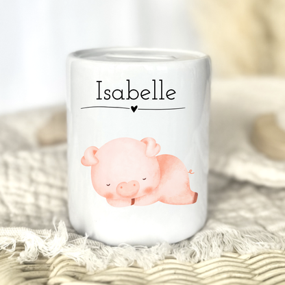 Personalisierte Keramik-Spardose mit Namen – Geschenk zur Geburt oder Taufe