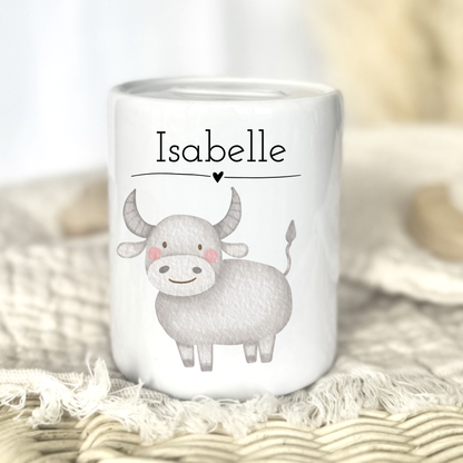 Personalisierte Keramik-Spardose mit Namen – Geschenk zur Geburt oder Taufe