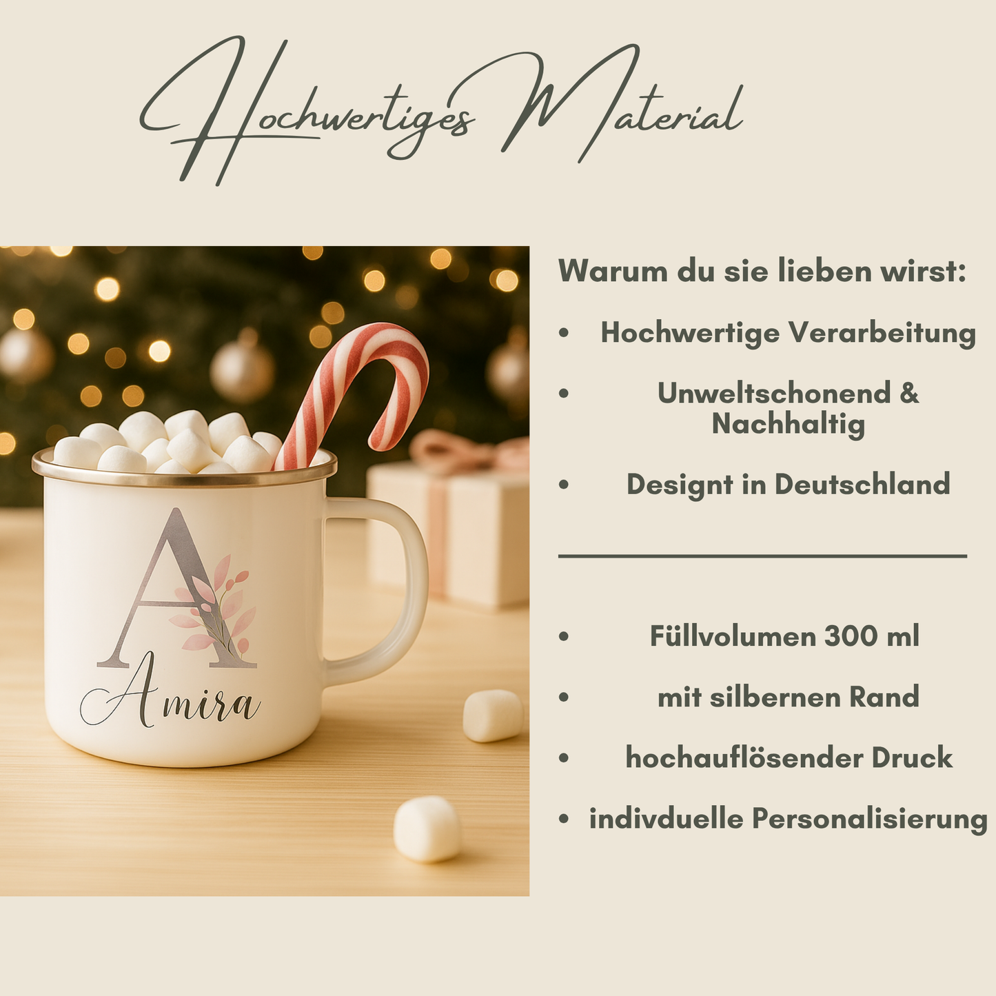 Personalisierte Emaille-Tasse mit Name