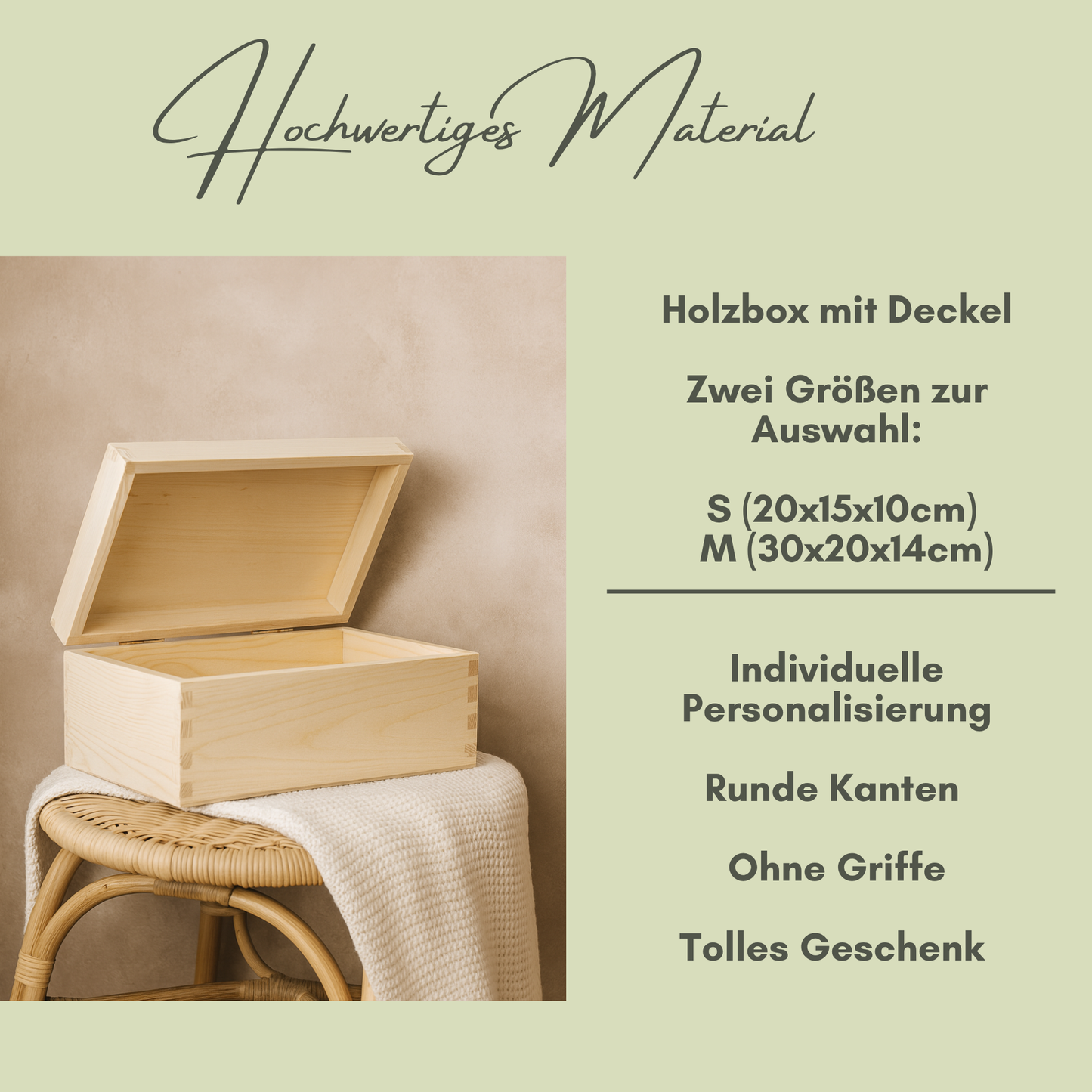 Personalisierte Holzkiste mit Name & Regenbogen – Geschenk