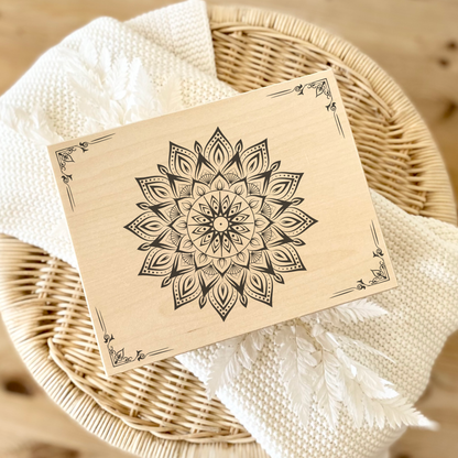 Holzkiste mit Mandala Gravur – Boho Aufbewahrung & Geschenkidee
