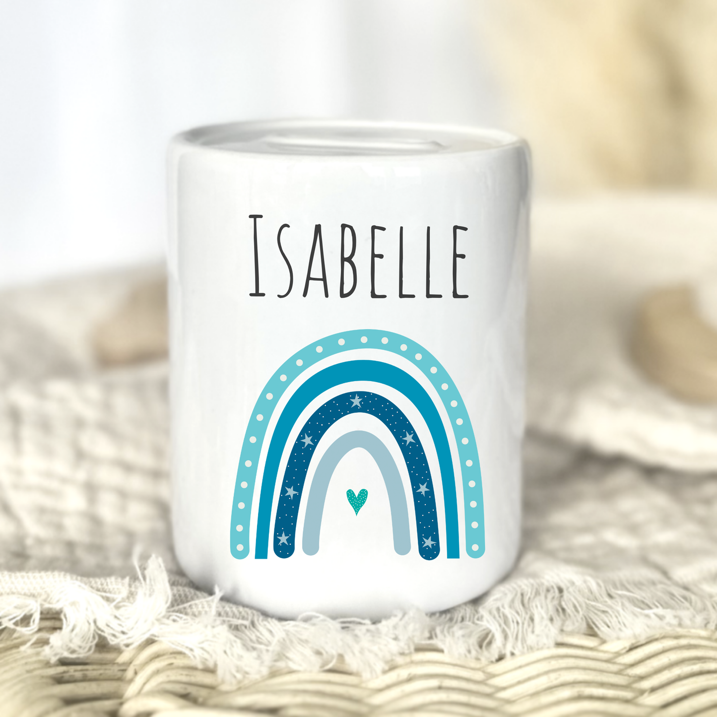 Personalisierte Keramik-Spardose mit Namen – liebevolles Geschenk zur Geburt oder Taufe