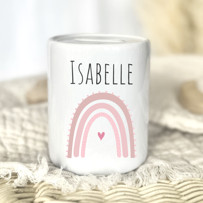 Personalisierte Keramik-Spardose mit Namen – liebevolles Geschenk zur Geburt oder Taufe