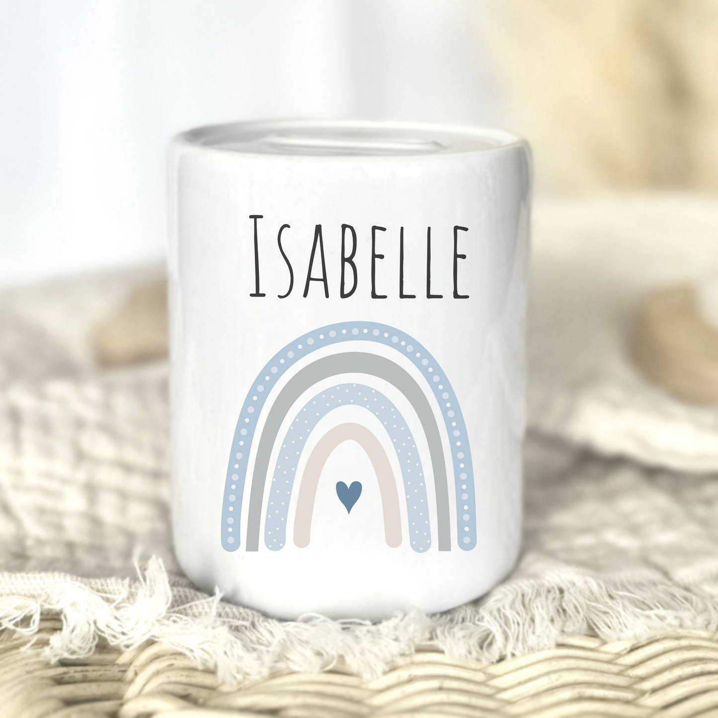 Personalisierte Keramik-Spardose mit Namen – liebevolles Geschenk zur Geburt oder Taufe