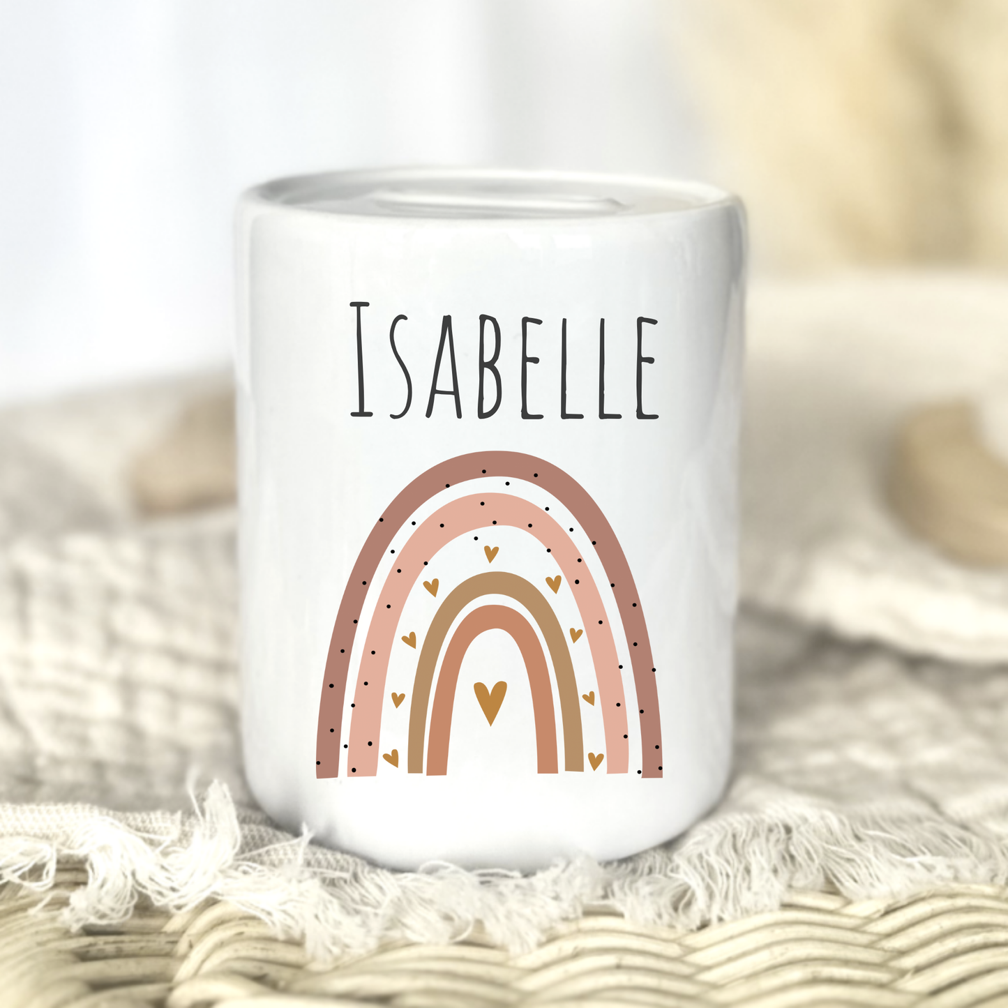 Personalisierte Keramik-Spardose mit Namen – liebevolles Geschenk zur Geburt oder Taufe