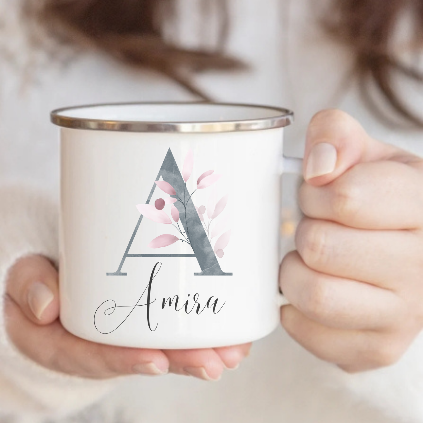 Personalisierte Emaille-Tasse mit Lotusblume – handgefertigt in Deutschland (Kopie)