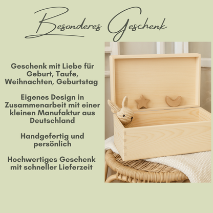 Personalisierte Holzkiste mit Name & Regenbogen – Geschenk