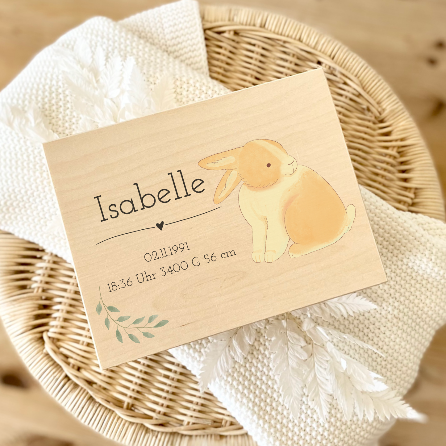 Personalisierte Holzkiste – mit Namen und Geburtsdaten