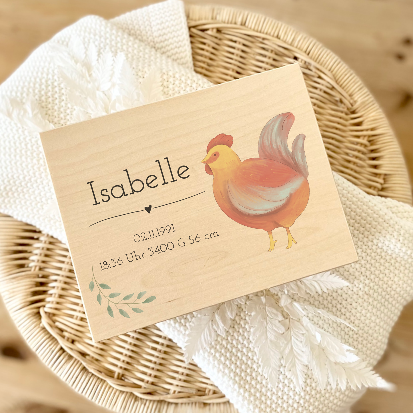Personalisierte Holzkiste – mit Namen und Geburtsdaten