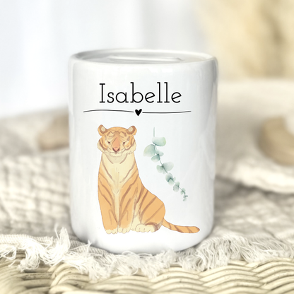 Personalisierte Keramik-Spardose mit Namen – Geschenk zur Geburt oder Taufe