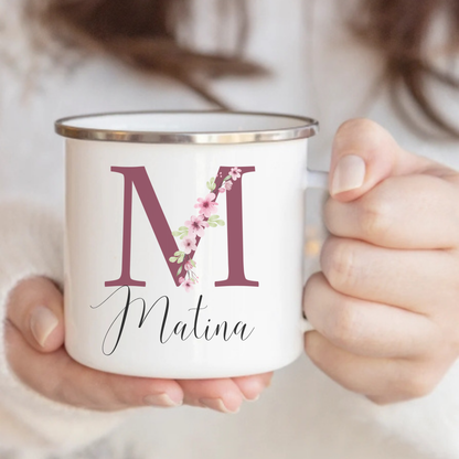 Personalisierte Emaille-Tasse mit Lotusblume – handgefertigt in Deutschland (Kopie)