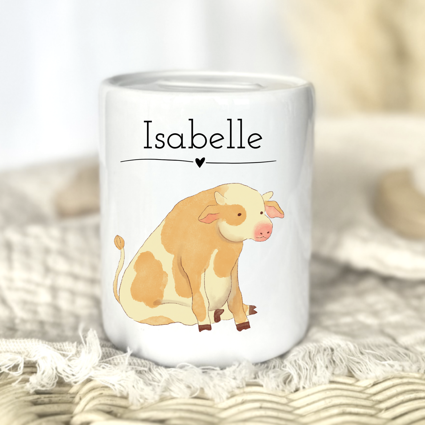 Personalisierte Keramik-Spardose mit Namen – Geschenk zur Geburt oder Taufe