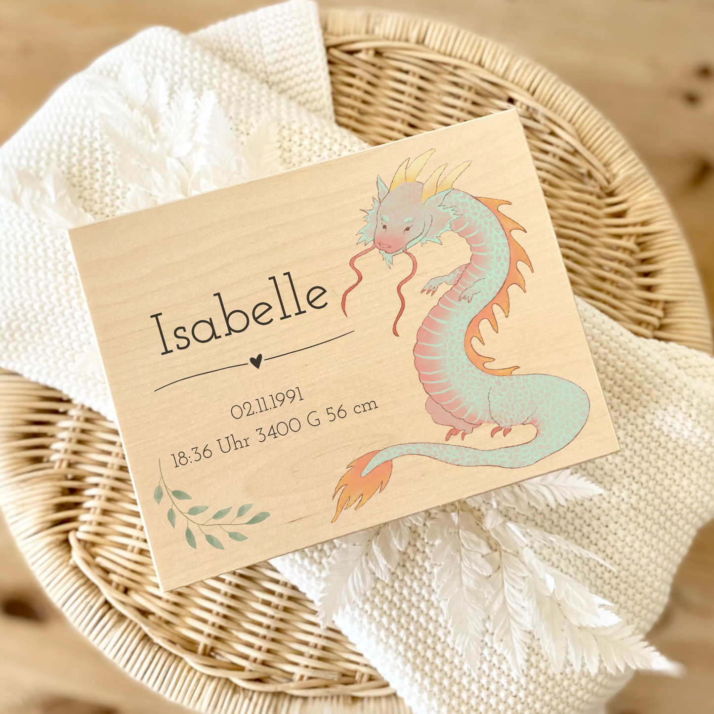 Personalisierte Holzkiste – mit Namen und Geburtsdaten