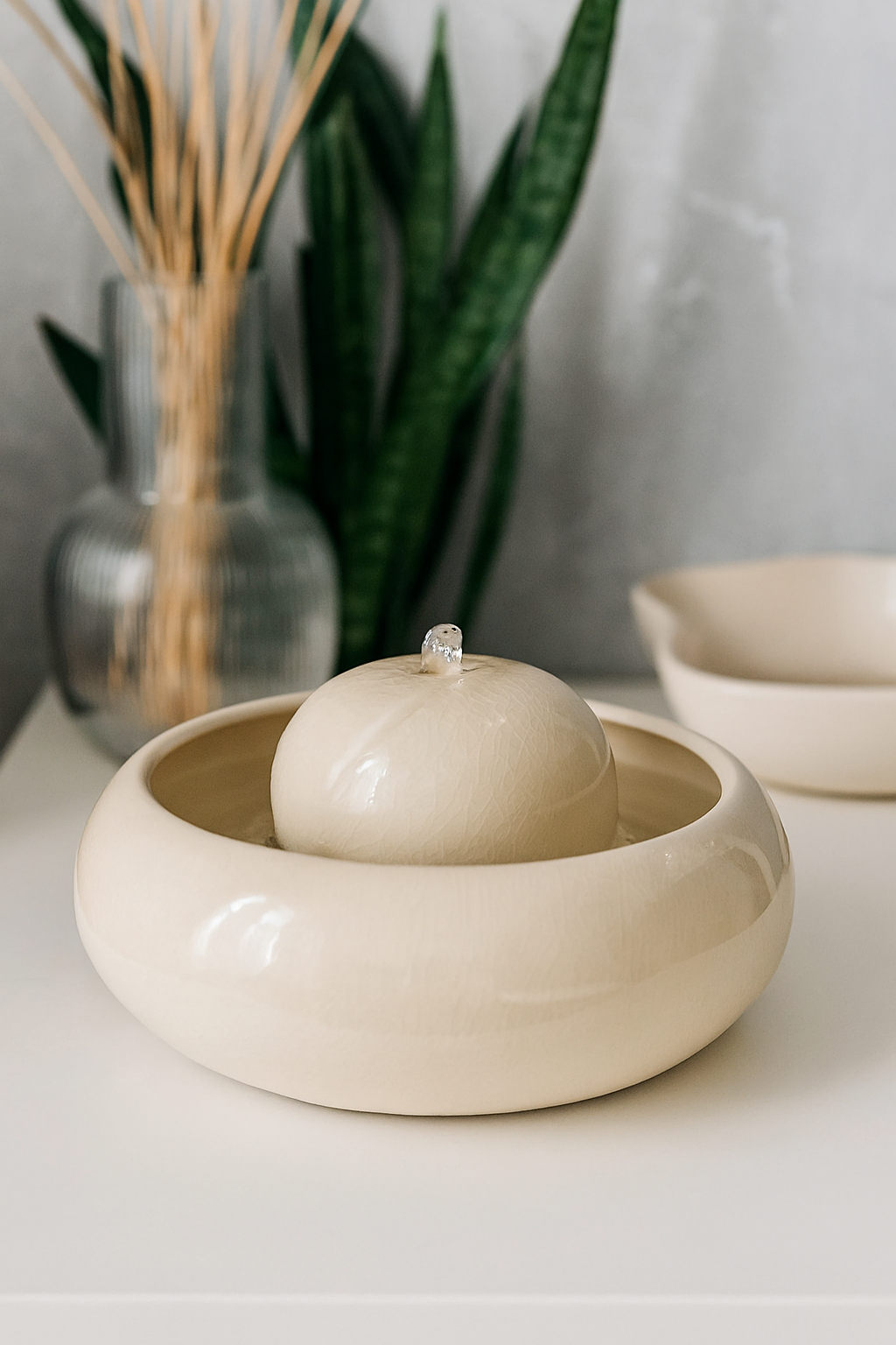 Feng Shui Brunnen Mint – handgefertigter Keramik Zimmerbrunnen