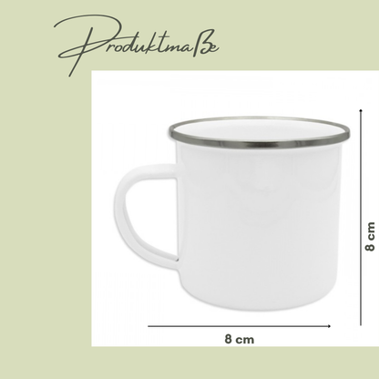 Personalisierte Emaille-Tasse mit Lotusblume – handgefertigt in Deutschland