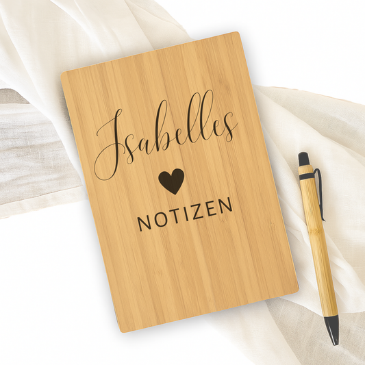 Personalisiertes Bambus-Notizbuch mit Namen
