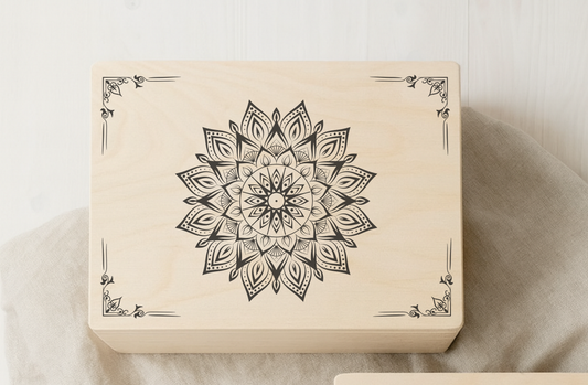 Holzkiste mit Mandala – Aufbewahrung & Geschenkidee