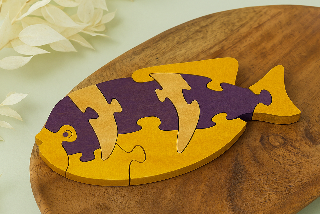 Holzpuzzle Fisch – nachhaltig, bunt und handgefertigt