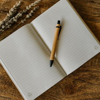 Personalisiertes Bambus-Notizbuch mit Lotusblume