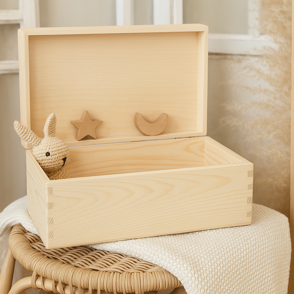 Personalisierte Holzkiste – mit Namen und Geburtsdaten