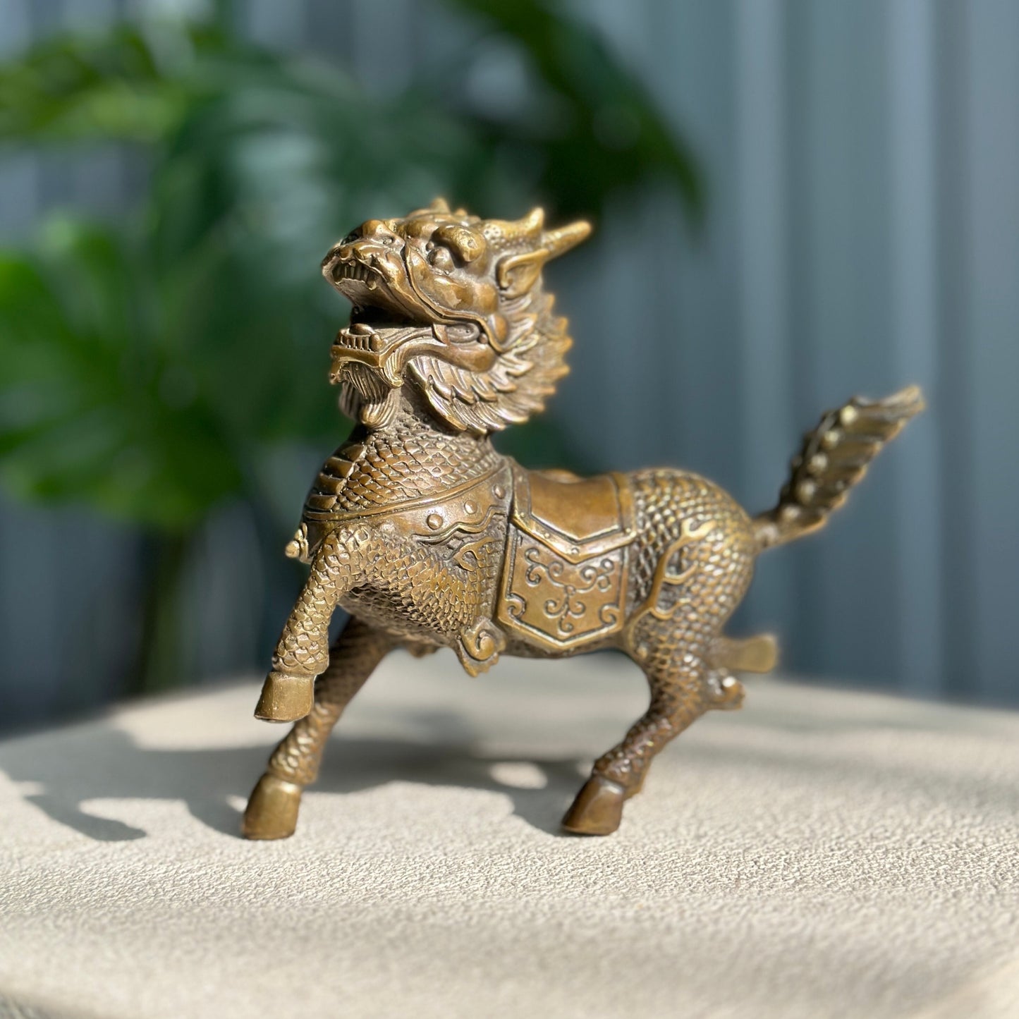 Handmade brass qilin: symbol of positive energies and protection