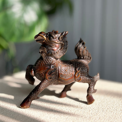 Handmade brass qilin: symbol of positive energies and protection