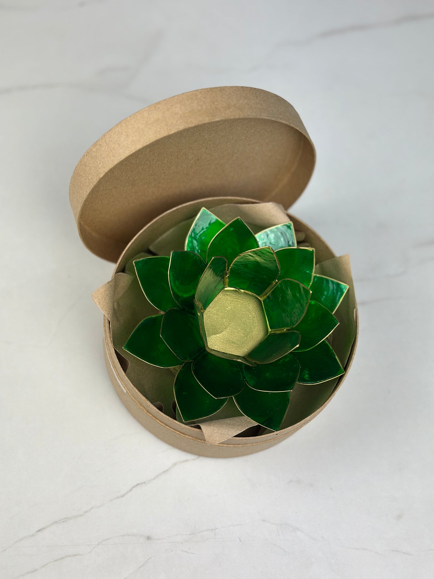 Lotus Teelichthalter - Grün Herzchakra