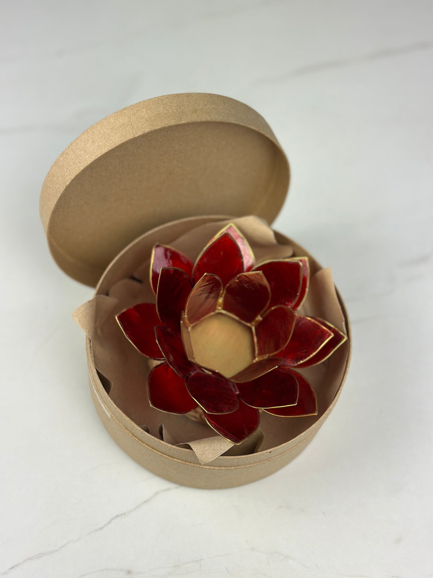 Lotus Teelichthalter - Rot Wurzelchakra: Ruhe Gleichgewicht