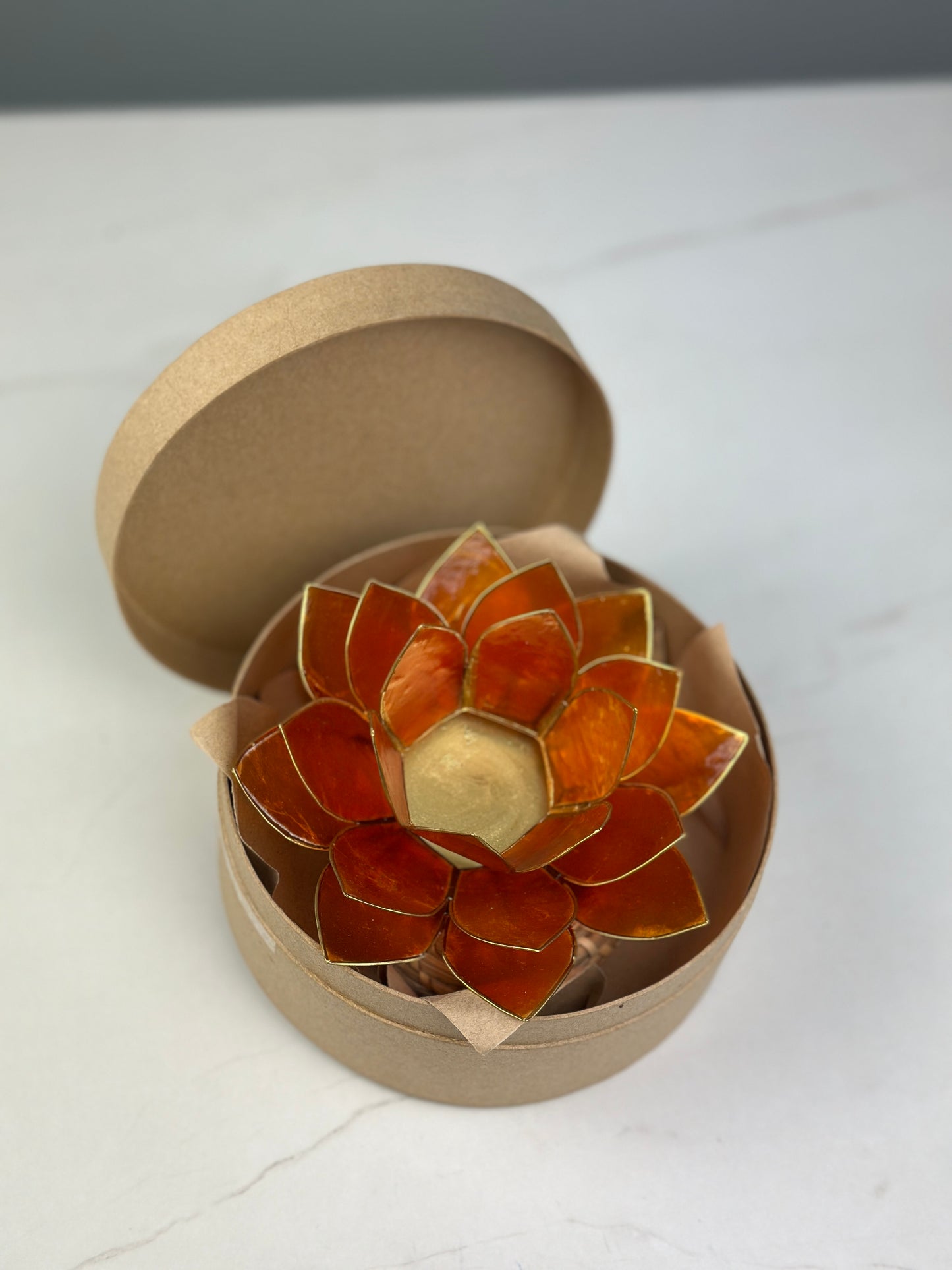 Lotus Teelichthalter - Orange Sakralchakra