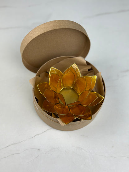 Solarplexuschakra Lotus Teelichthalter - Gelb und Gold