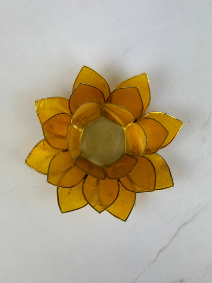 Solarplexuschakra Lotus Teelichthalter - Gelb und Gold