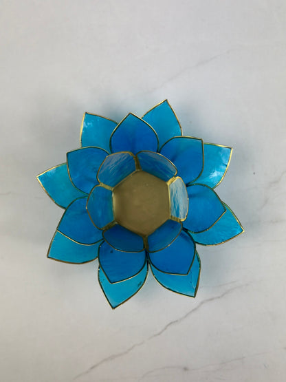 Lotus Teelichthalter - Hellblau Halschakra